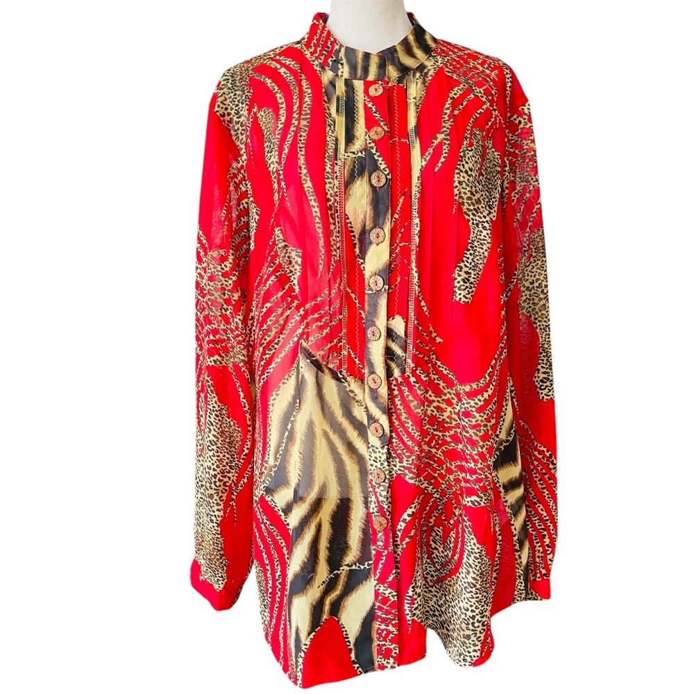 Stylish Animal Print Sheer Women's Top